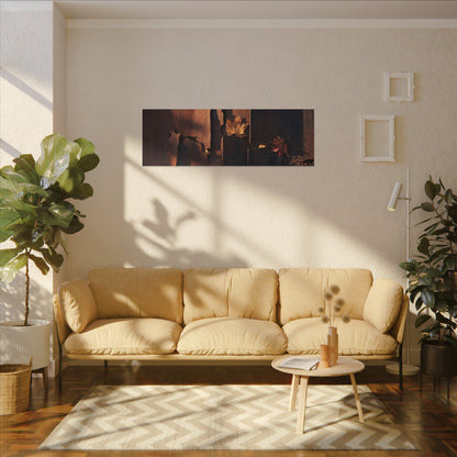Seijaku Rust Patina Canvas Art - Dark Japandi Shadow Zen
