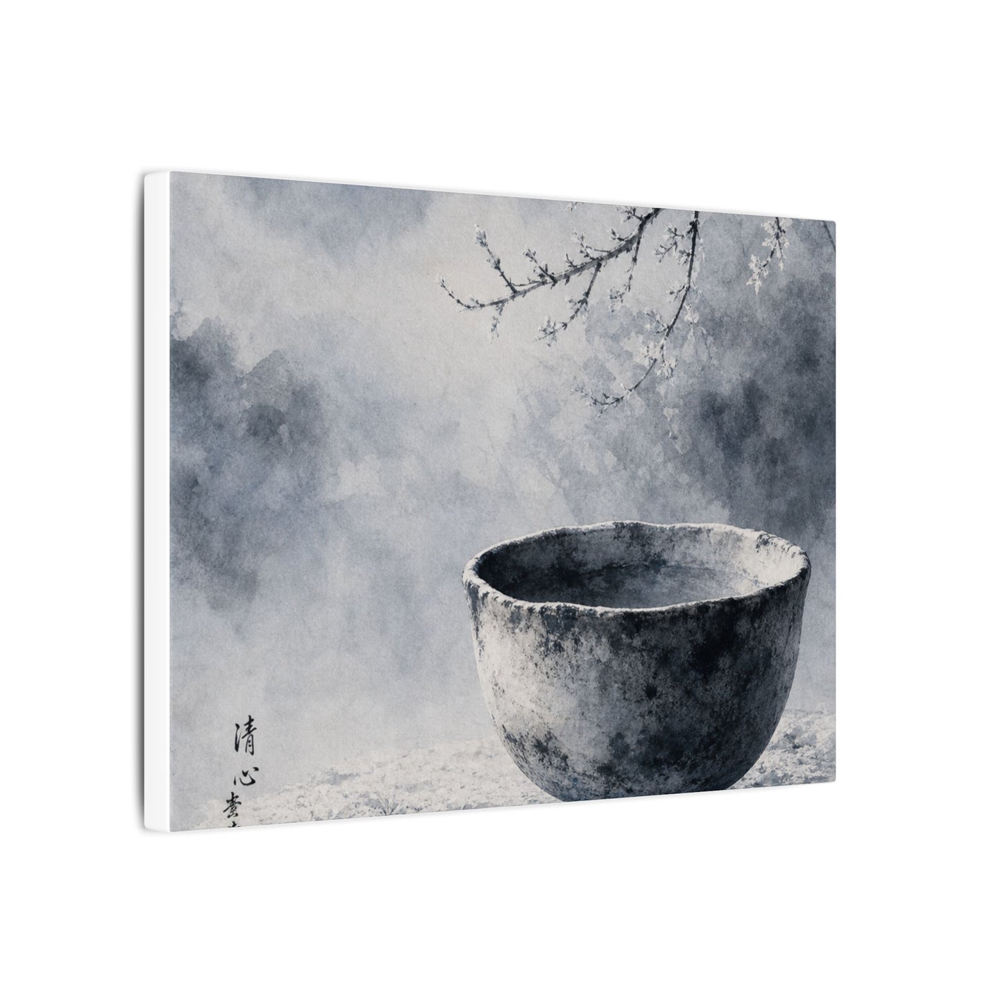 Seijaku Ceramic Bowl Canvas Art - Zen Sumi E