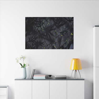 Shadow Play Spring Canvas Art | Dark Japandi Atmospheric Design