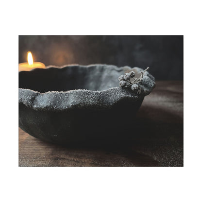 Ceramic Bowl Canvas Art | Winter Dark Japandi Shadow Zen Art