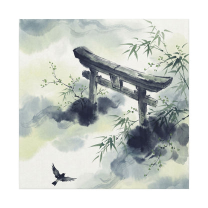 Torii Gate Sumi E Canvas Art | Serene Zen Art