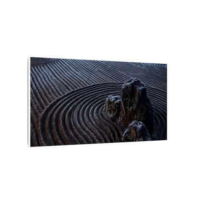 Moonlight Rock Garden Canvas Art - Dark Japandi Seijaku