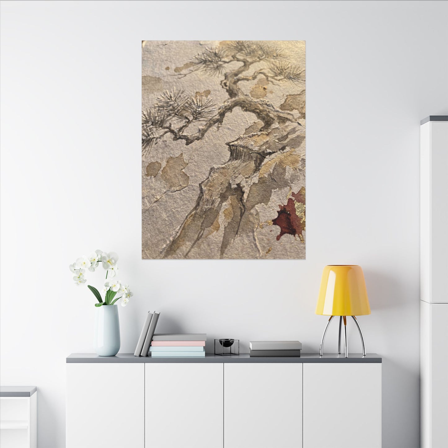Pine Tree Canvas Art | Winter Japandi Japanese Pattern Art
