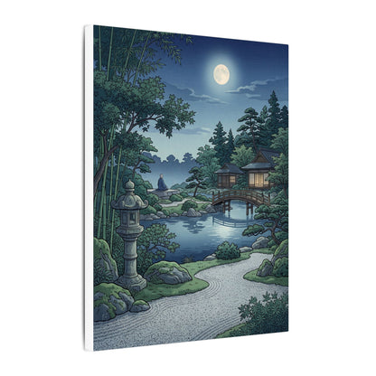 Summer Moonlit Garden Ukiyo E Inspired Canvas Art | Serene Decor