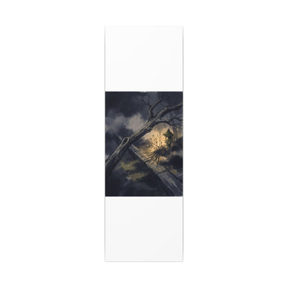 Dark Japandi Moonlit Garden in Golden Hour | Charcoal Ink Canvas Art