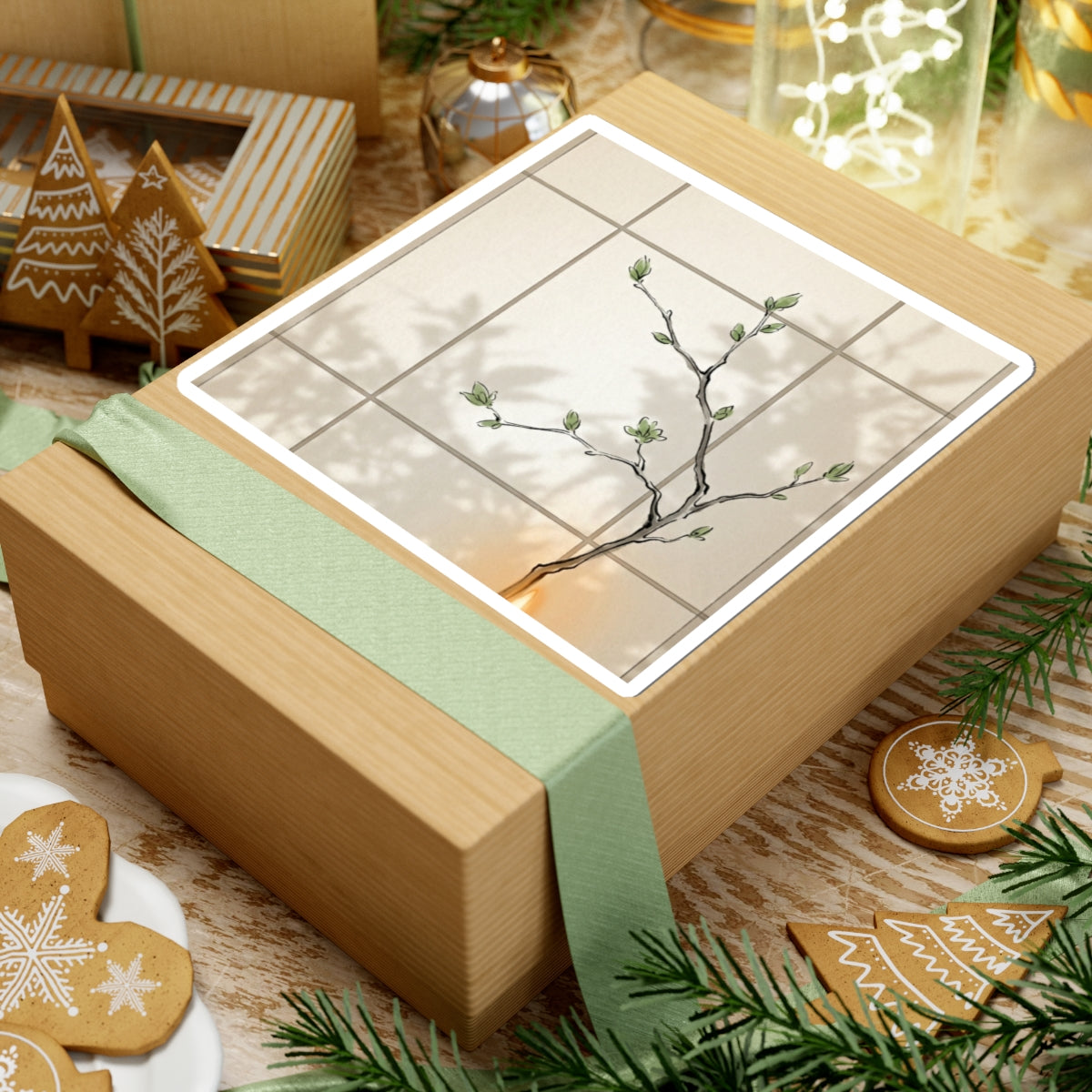Shoji Screen Minimal Line Sticker | Elegant Japandi Art Art Print