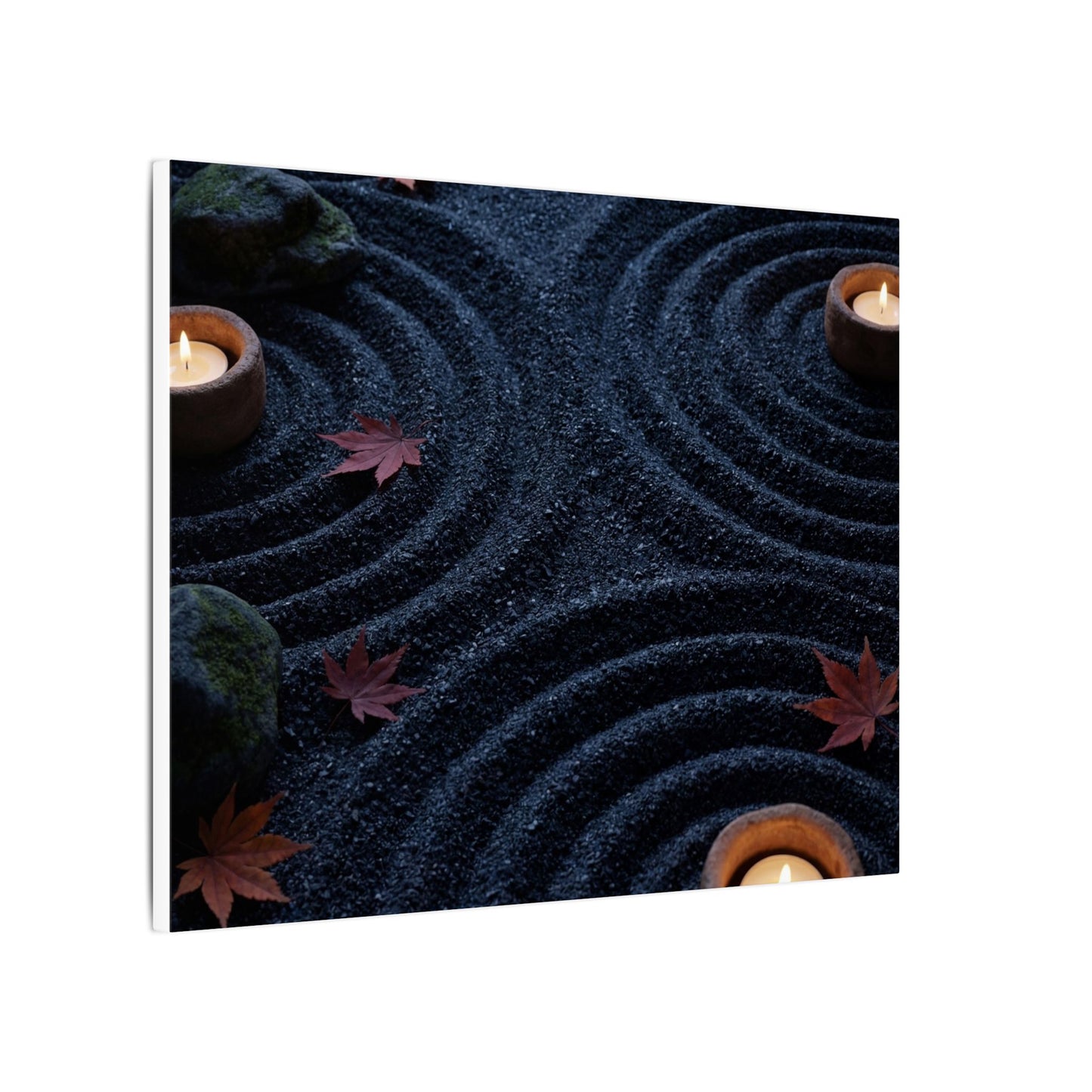 Seijaku Rock Garden Canvas Art - Dark Japandi Dark Texture