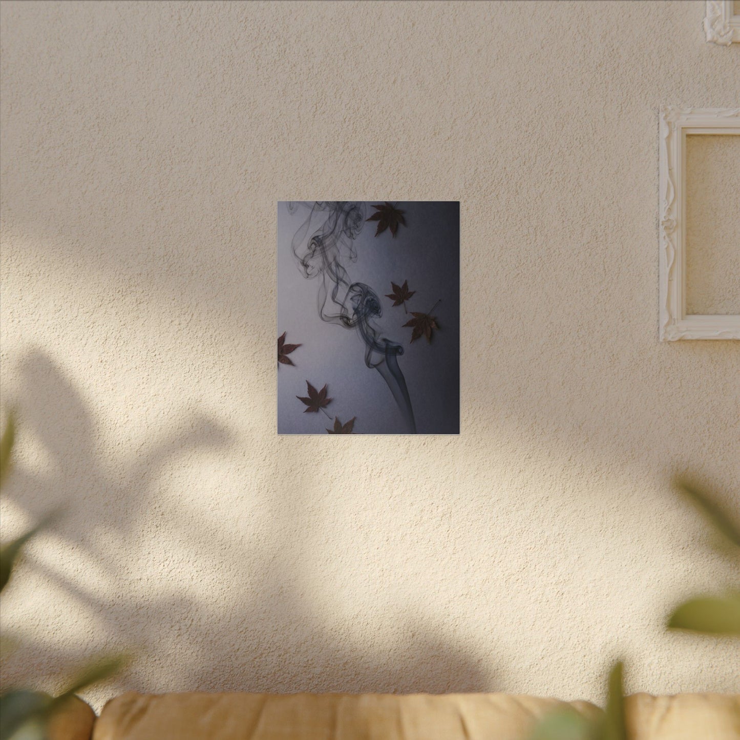 Dark Japandi Incense Smoke in Dawn | Moody Minimal Canvas Art