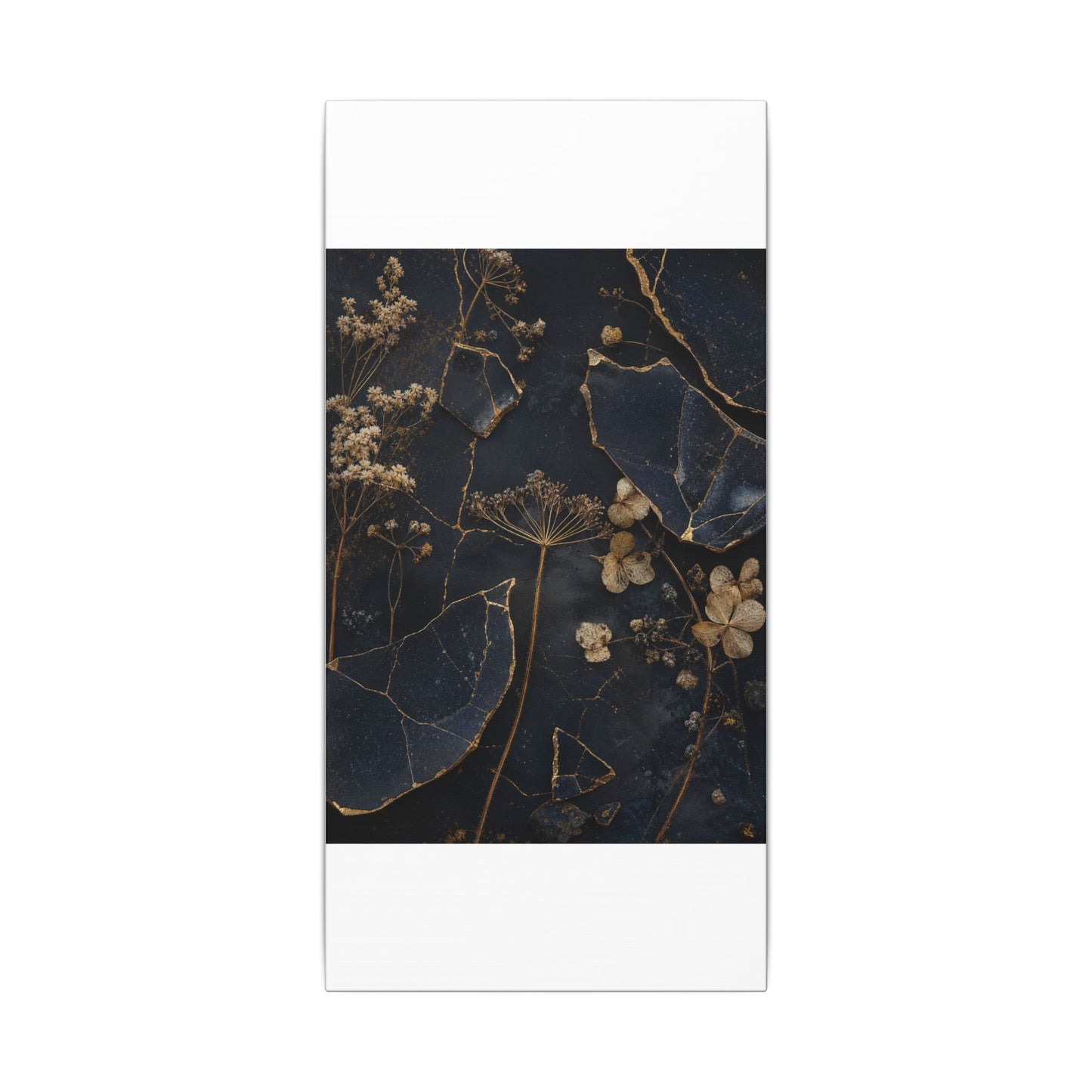 Philosophical Dried Flowers Canvas Art - Broken Beauty Kintsugi