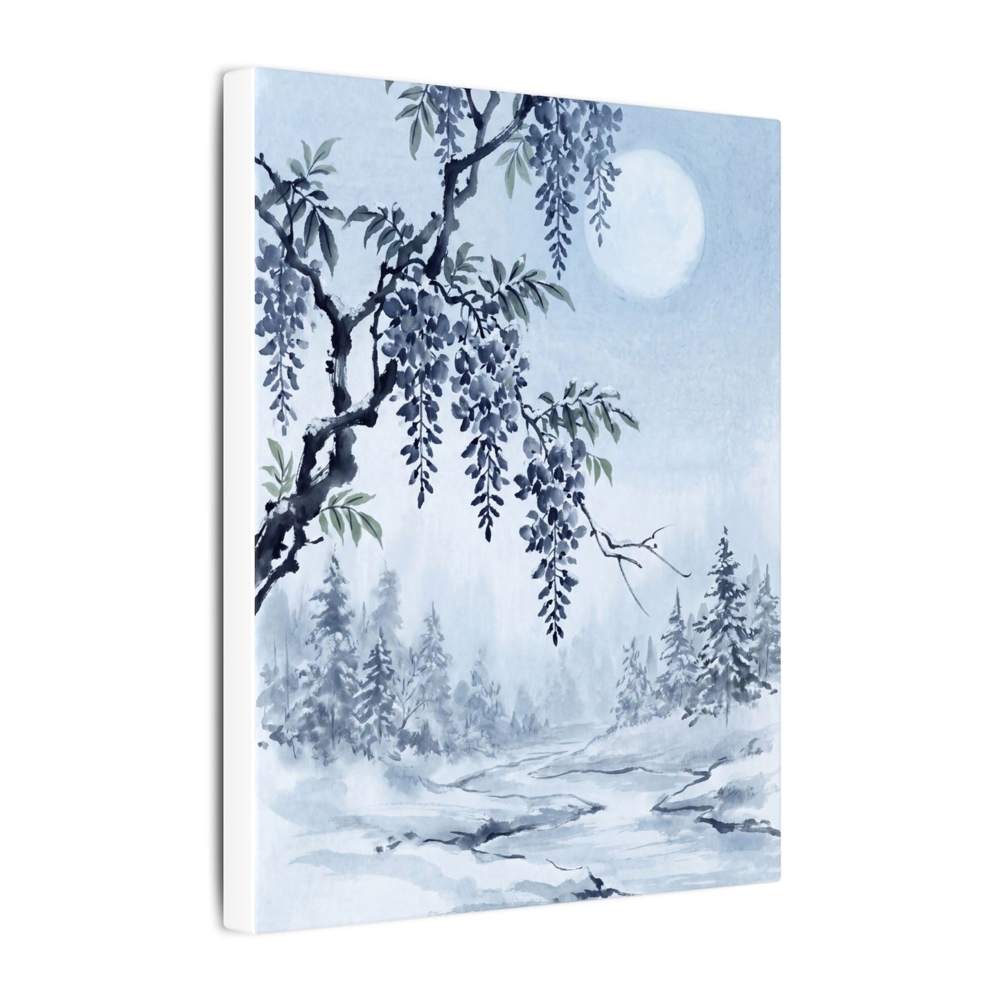 Seijaku Wisteria Canvas Art - Zen Sumi E