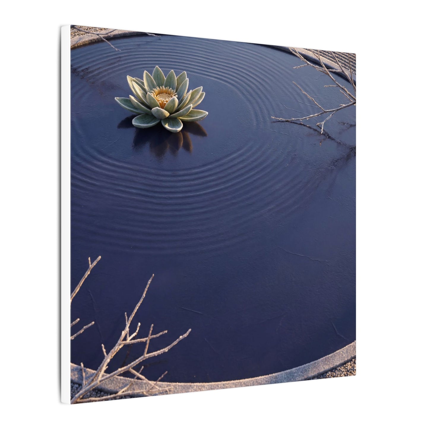 Lotus Flower Canvas Art | Winter Zen Karesansui Art