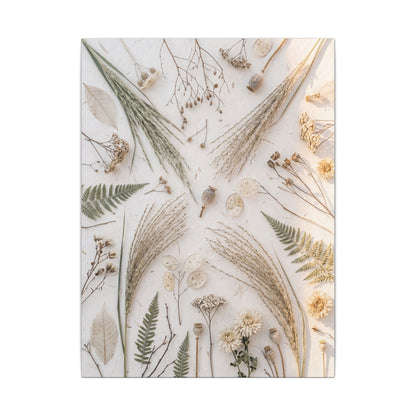 Elegant Dried Flowers Canvas Art - Japanese Pattern Japandi