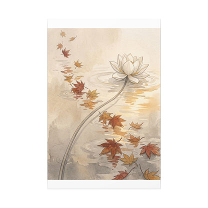 Lotus Flower Canvas Art | Autumn Japandi Minimal Line Art