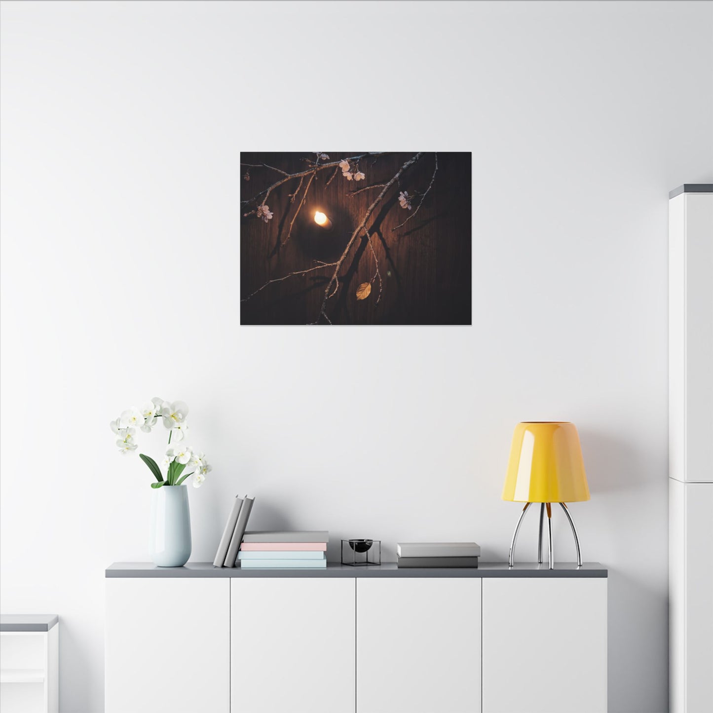 Datsuzoku Cherry Blossom Canvas Art - Dark Japandi Moody Minimal