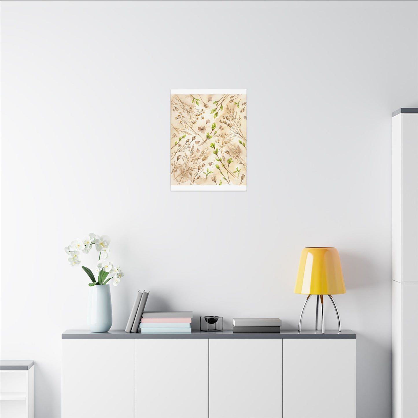 Spring Dried Flowers Watercolor Canvas Art | Earthy Decor