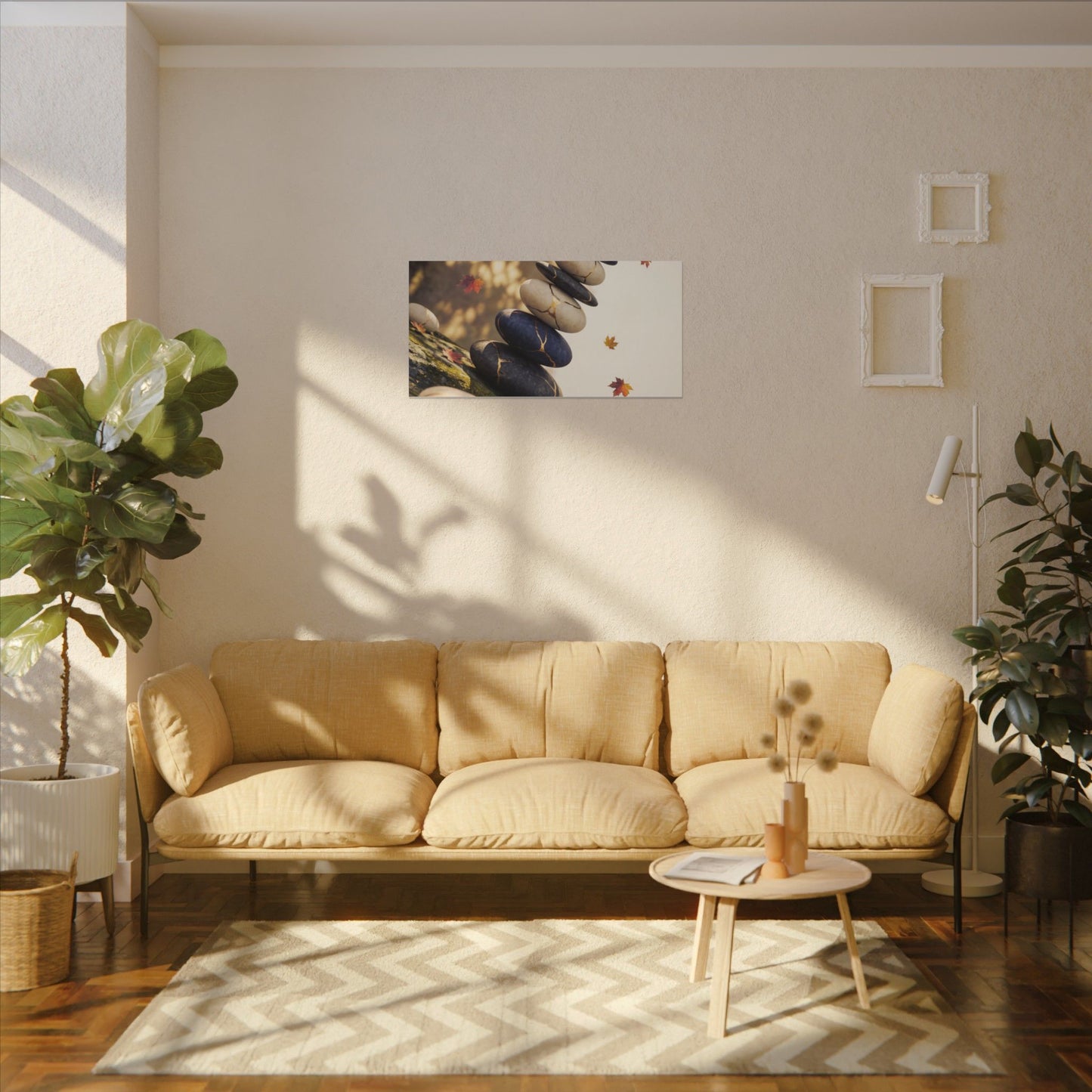 Ma River Stones Canvas Art - Kintsugi Gold Vein
