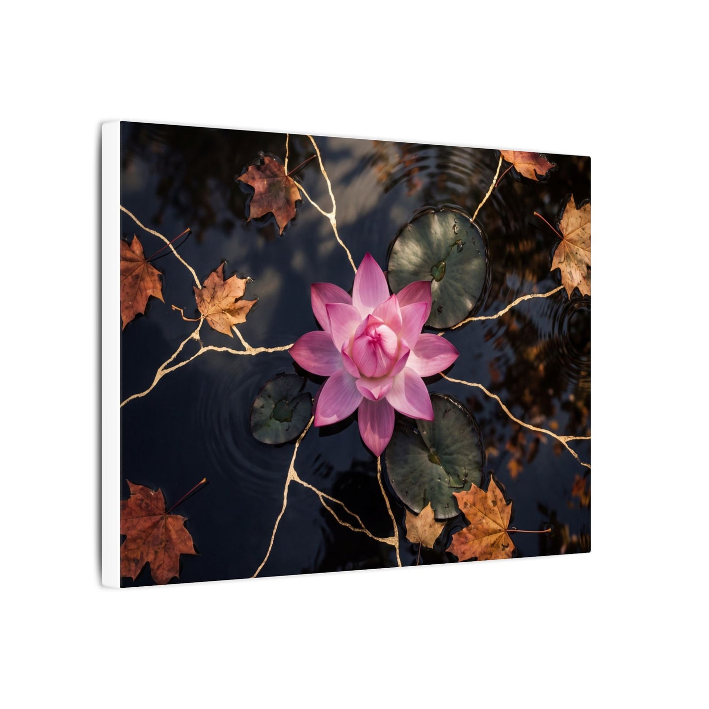 Ma Lotus Flower Canvas Art - Kintsugi Gold Vein
