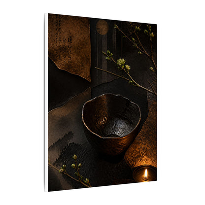 Atmospheric Ceramic Bowl Canvas Art - Shadow Zen Dark Japandi