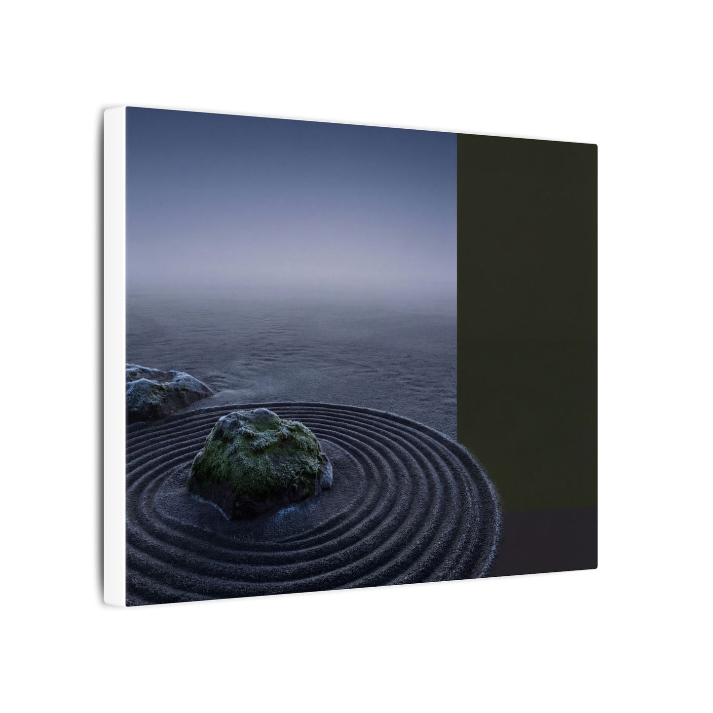 Ma Rock Garden Canvas Art - Dark Japandi Moody Minimal