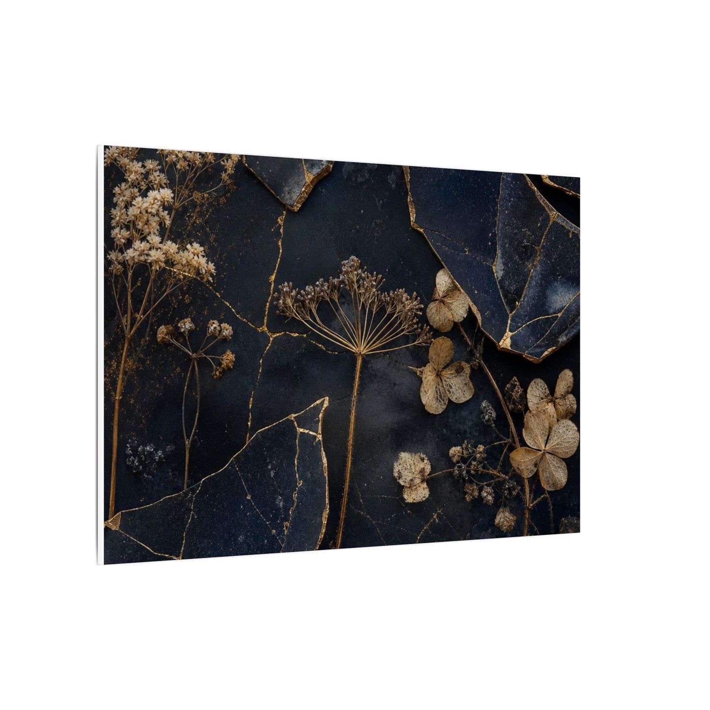 Philosophical Dried Flowers Canvas Art - Broken Beauty Kintsugi