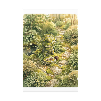 Datsuzoku Stone Lantern Canvas Art - Japandi Watercolor