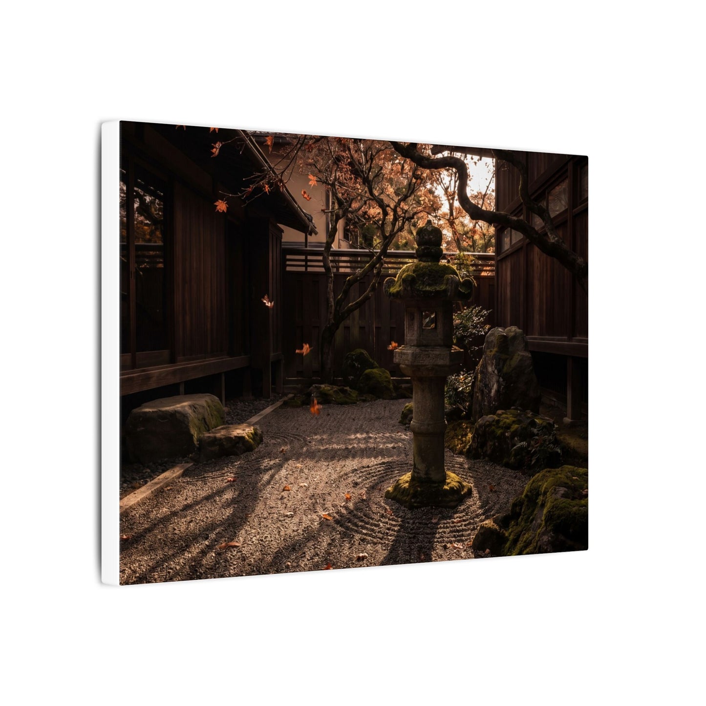 Seijaku Stone Lantern Canvas Art - Dark Japandi Shadow Zen