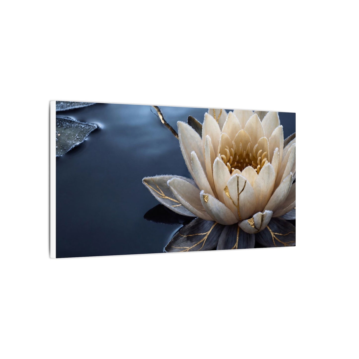 Beautiful Lotus Flower Canvas Art - Gold Vein Kintsugi