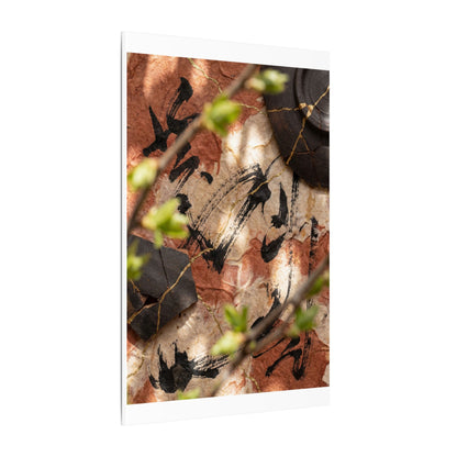 Datsuzoku Ink Brushstroke Canvas Art - Kintsugi Gold Repair