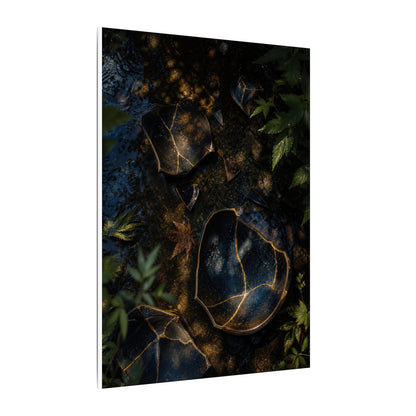 Dark Japandi Broken Pottery in Dappled | Shadow Zen Canvas Art