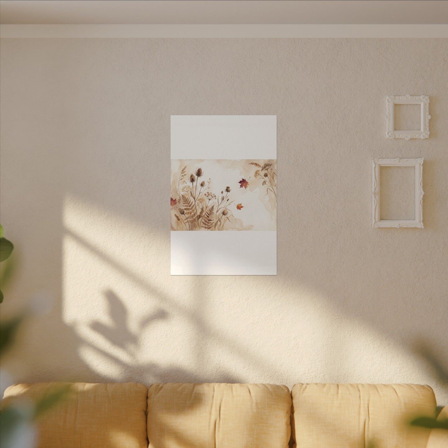 Dried Flowers Canvas Art | Autumn Japandi Watercolor Art