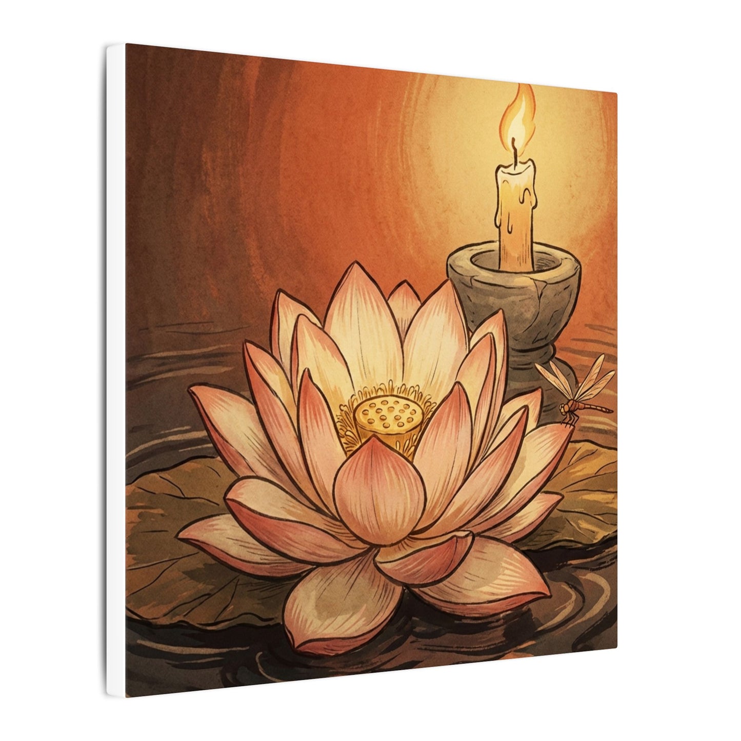 Lotus Flower Summer Canvas Art | Zen Contemplative Design