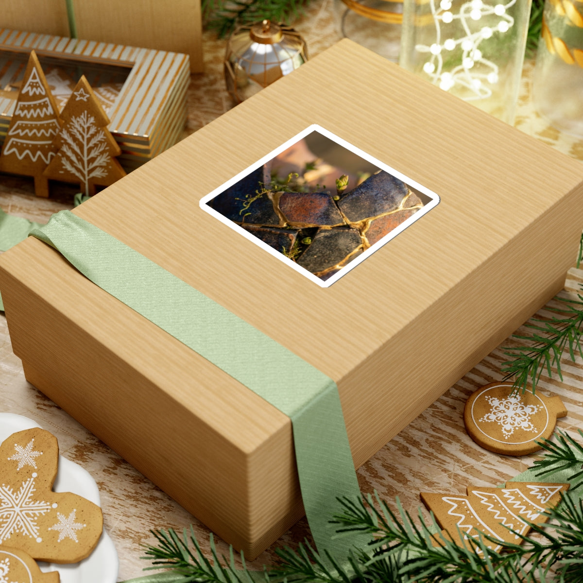 Kintsugi Broken Pottery in Golden Hour | Gold Vein Sticker