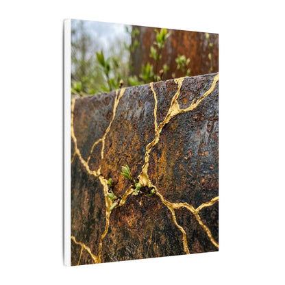 Mono No Aware Rust Patina Canvas Art - Kintsugi Gold Repair