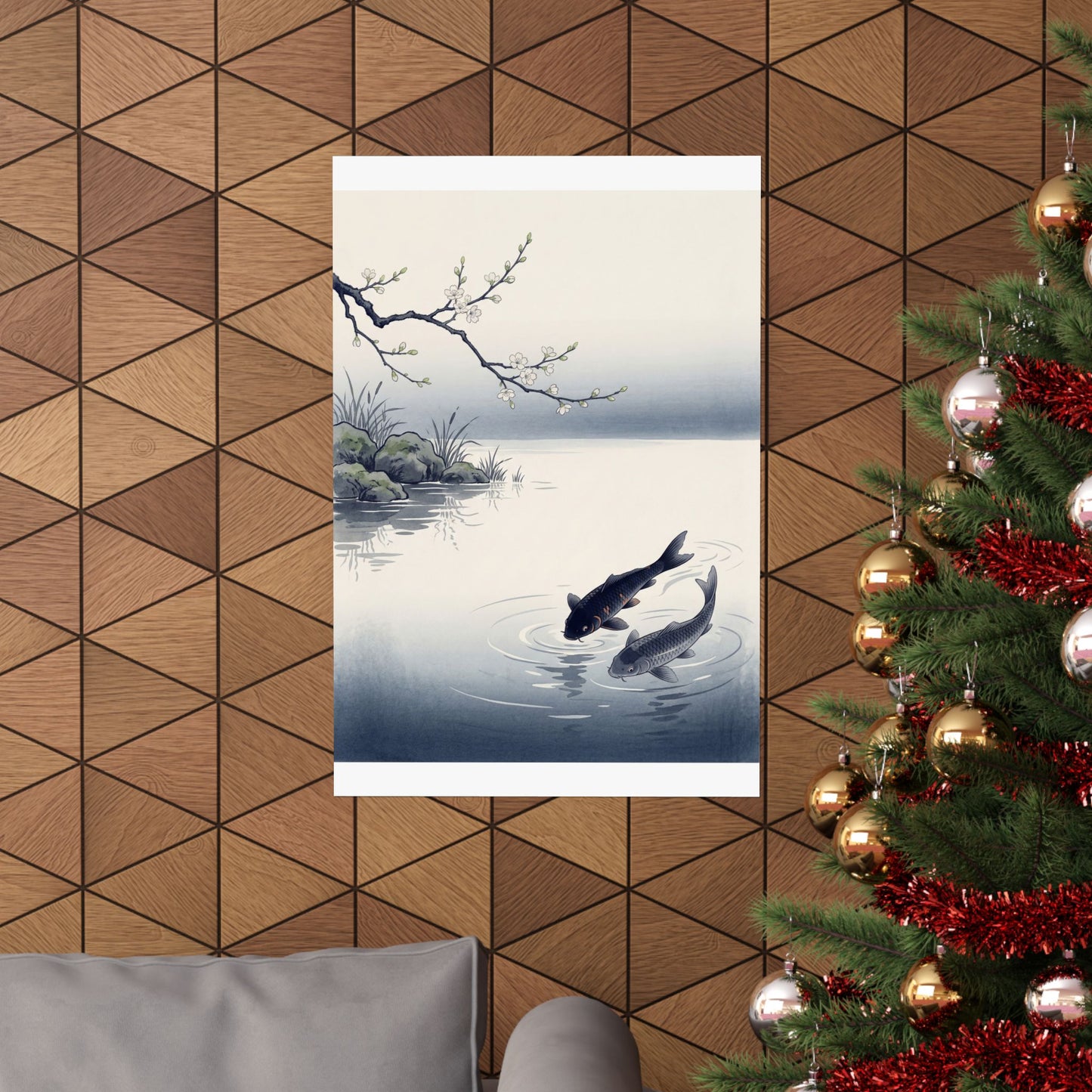 Calm Koi Pond Wall Art Print - Ukiyo E Inspired Zen