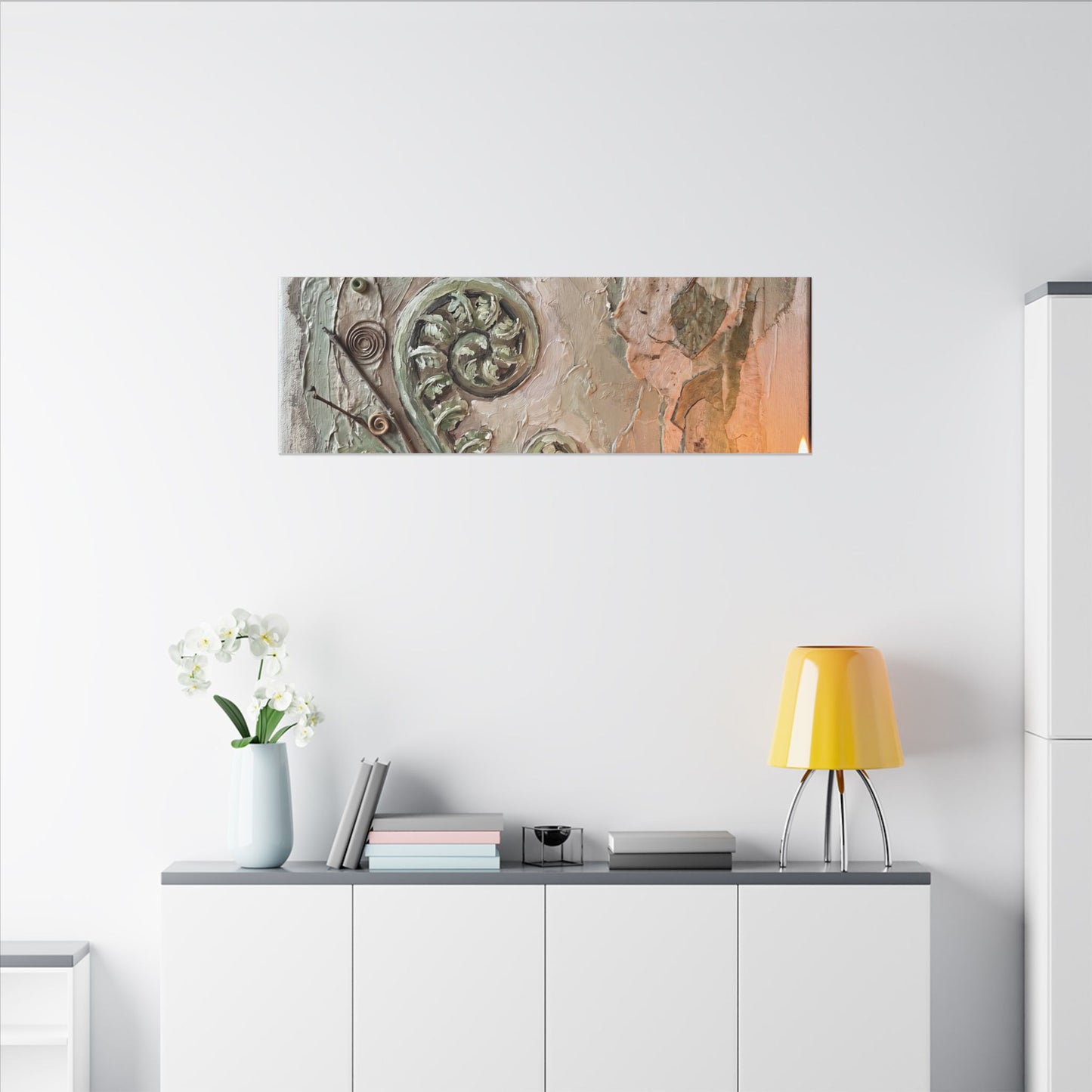 Datsuzoku Fern Unfurling Canvas Art - Japandi Texture