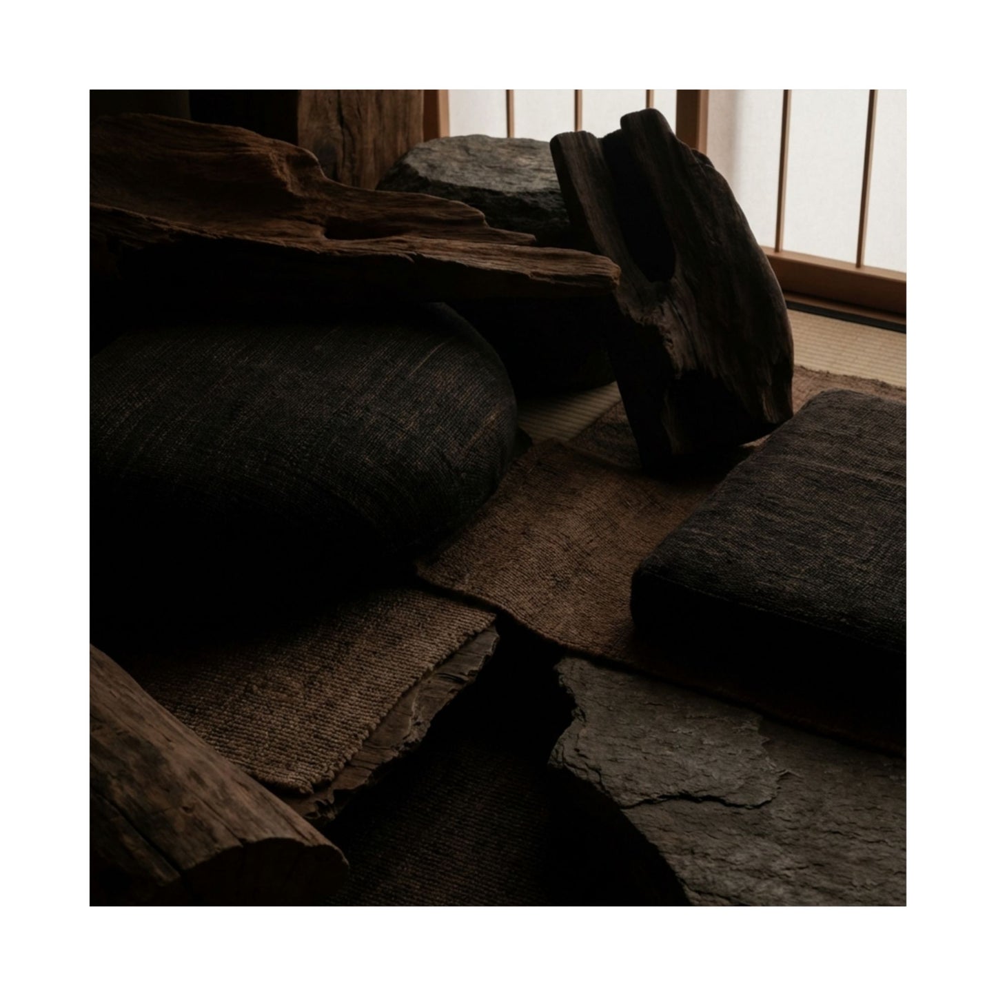 Dark Japandi Shadow Zen Wall Art Print