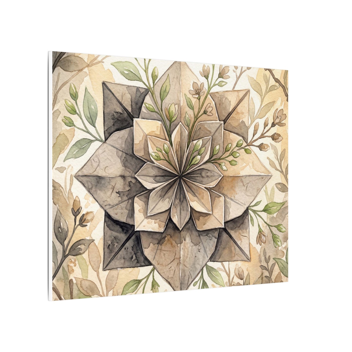 Warm Paper Fold Canvas Art - Watercolor Japandi