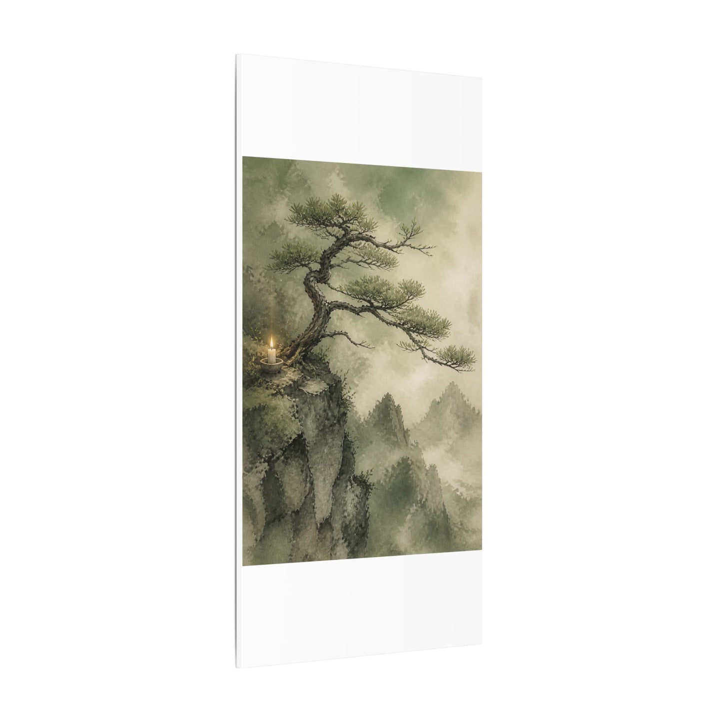 Candlelight Pine Tree Canvas Art - Japandi Kanso