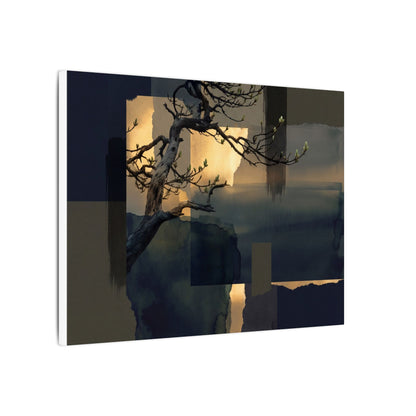 Golden Hour Pine Tree Canvas Art - Dark Japandi Kanso