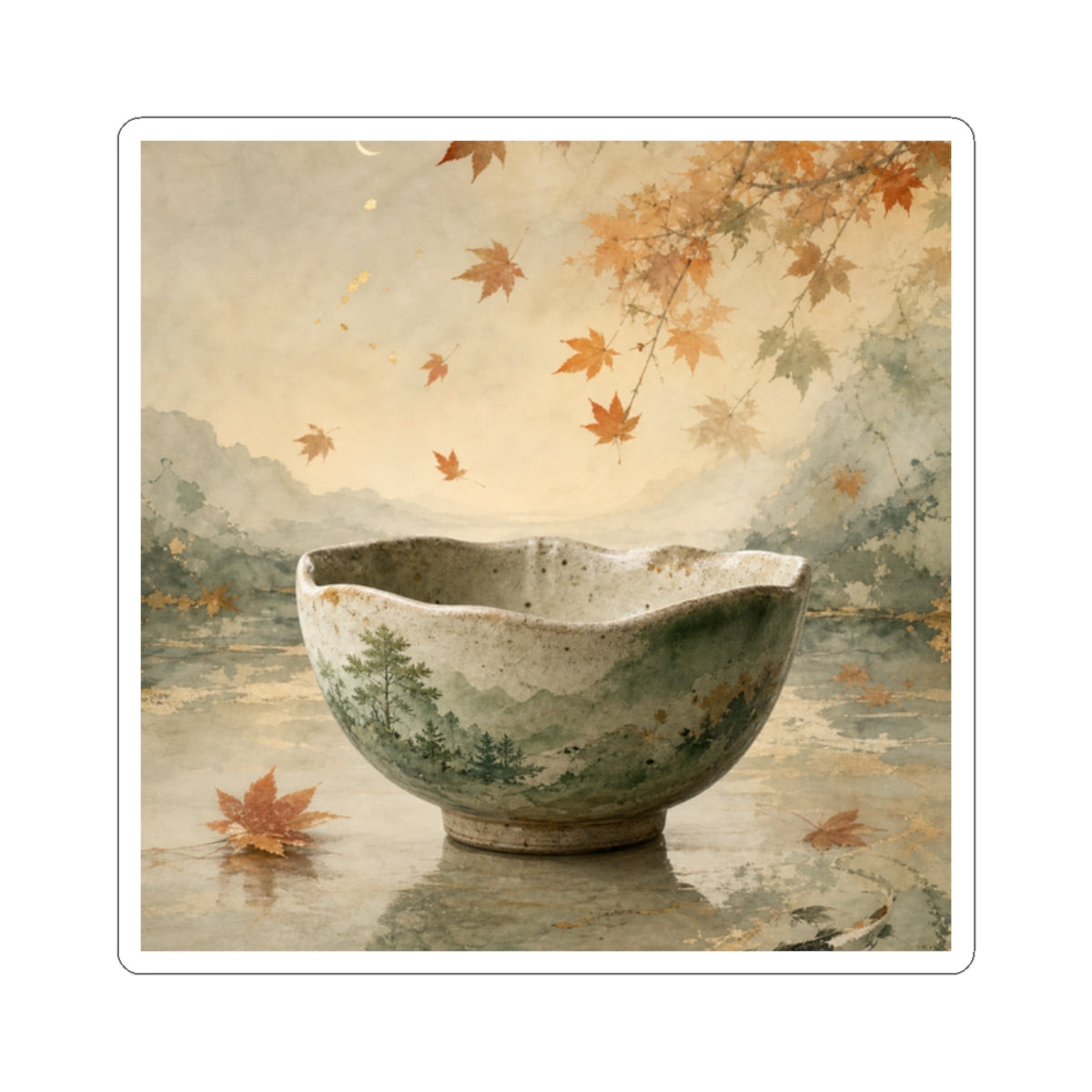 Datsuzoku Ceramic Bowl Sticker - Japandi Watercolor