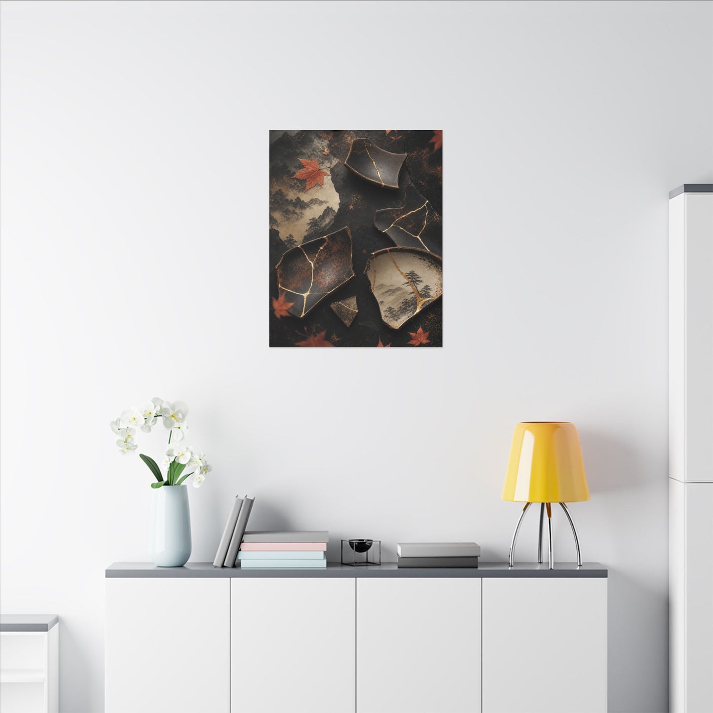 Broken Pottery Gold Vein Canvas Art | Philosophical Kintsugi Art