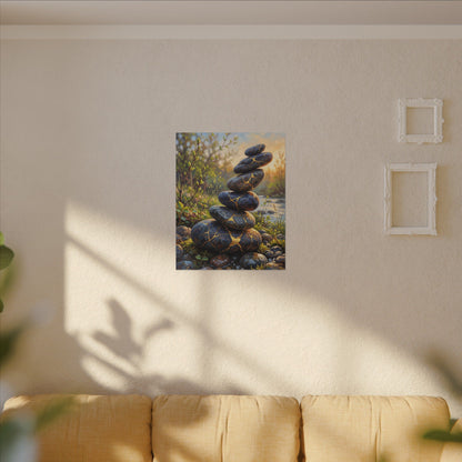 Spring River Stones Gold Repair Canvas Art | Healing Decor