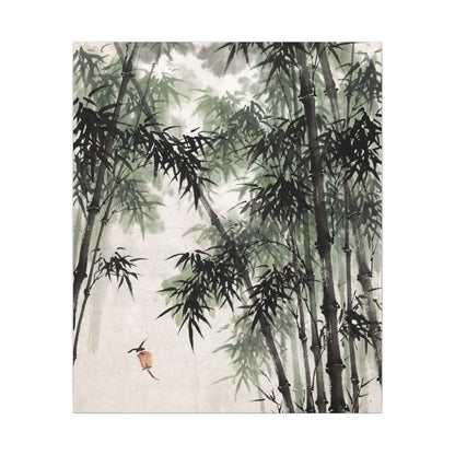 Zen Bamboo Grove in Overcast | Sumi E Canvas Art