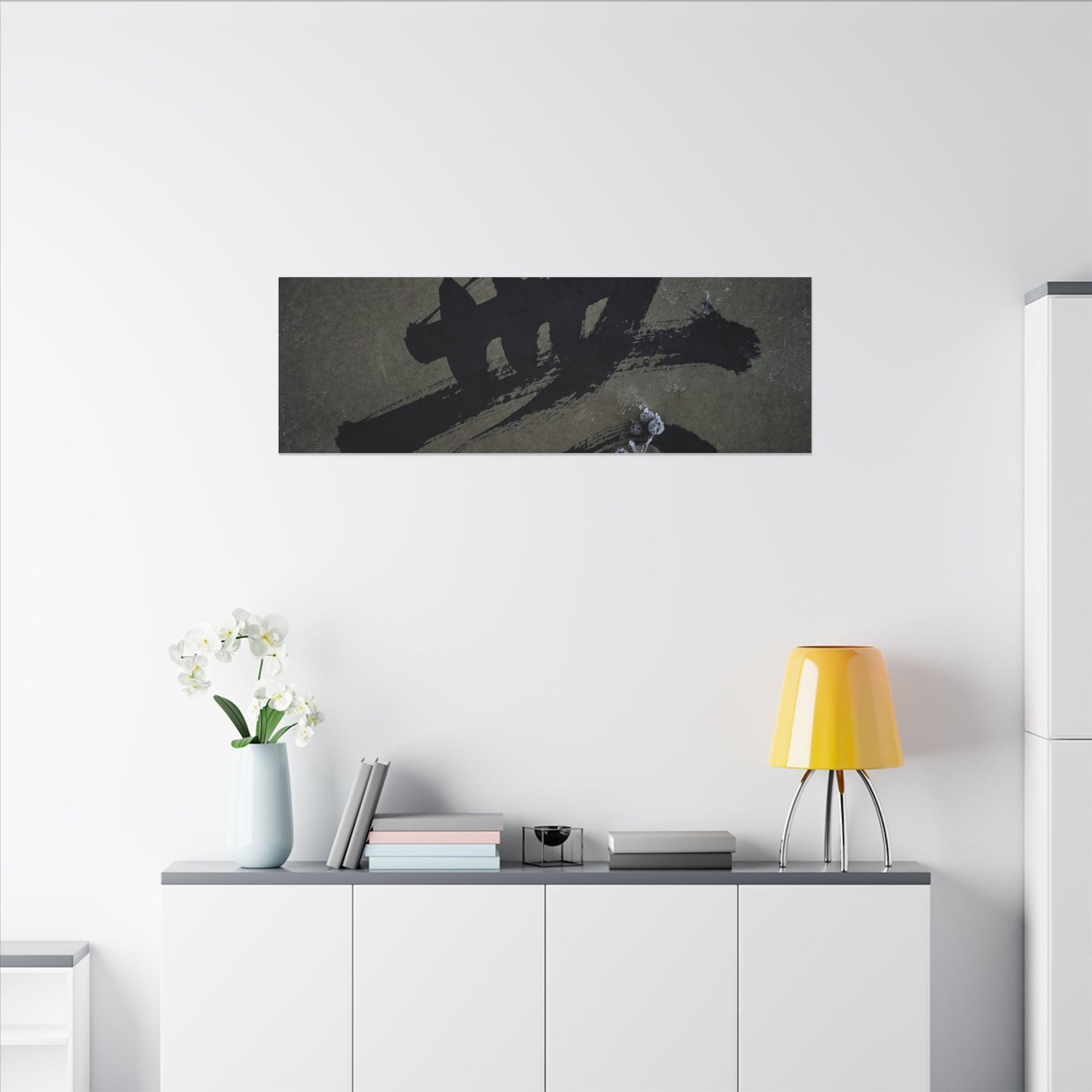Sophisticated Calligraphy Canvas Art - Shadow Zen Dark Japandi