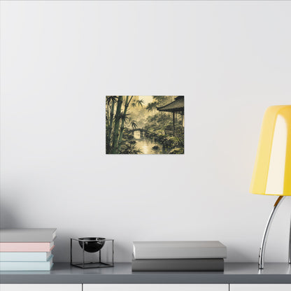 Moonlit Garden Sumi E Canvas Art | Calm Zen Art