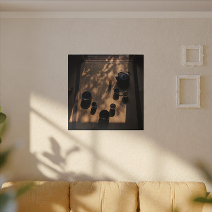 Shibui Tea Ceremony Canvas Art - Dark Japandi Shadow Zen