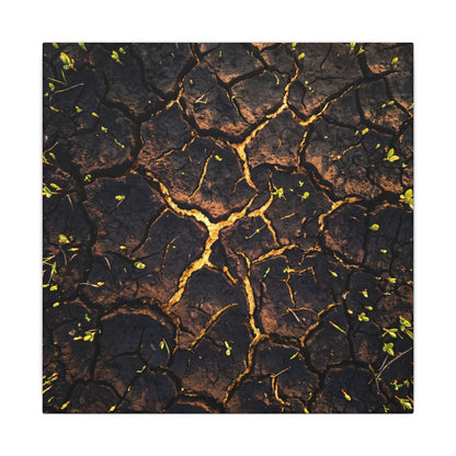 Cracked Earth Moody Minimal Canvas Art | Sophisticated Dark Japandi Art
