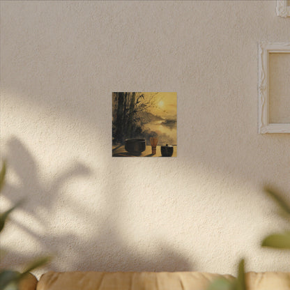 Tea Ceremony Sumi E Canvas Art | Contemplative Zen Art