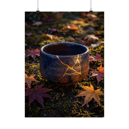 Moonlit Garden Wall Art Print | Autumn Kintsugi Gold Repair Art Art Print