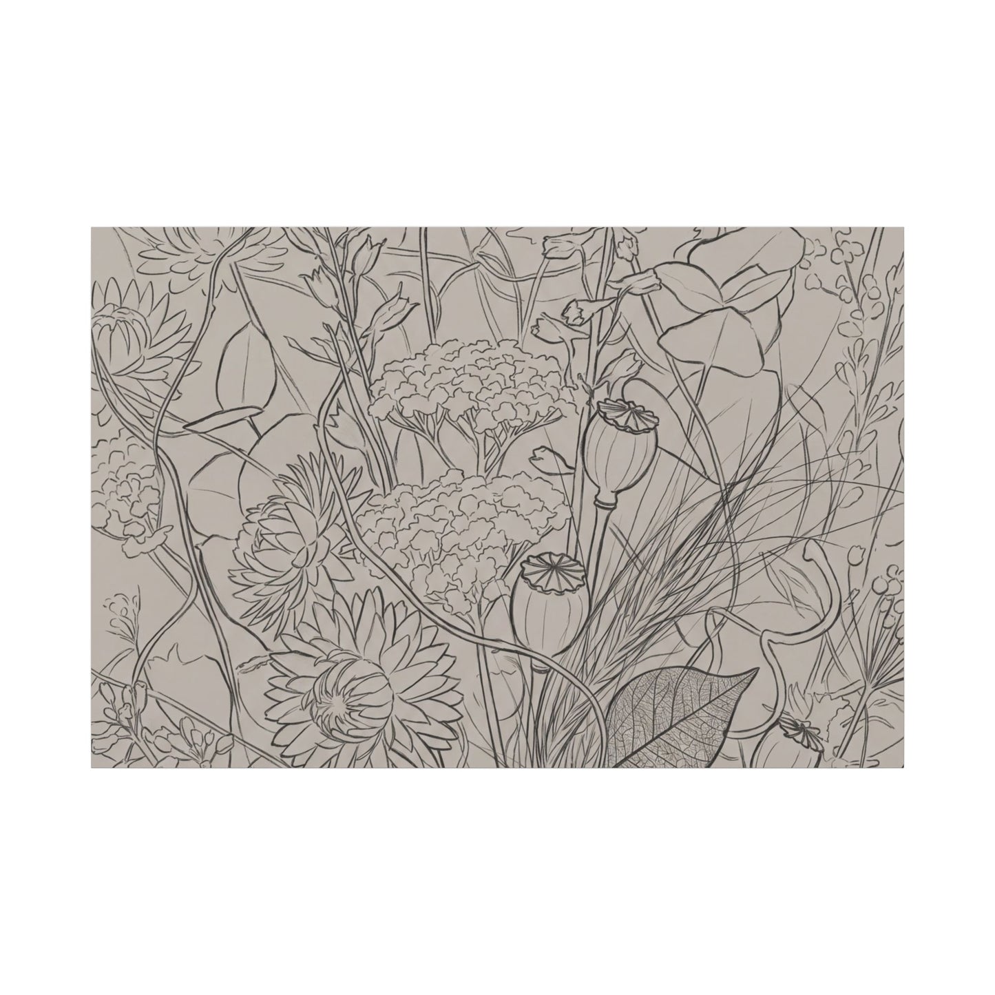 Summer Dried Flowers Minimal Line Canvas Art | Elegant Decor